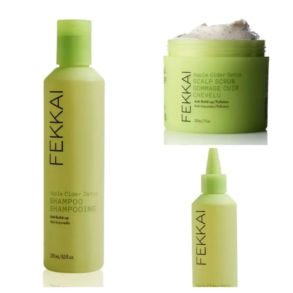 FEKKAI -NWT 3-Piece Apple Cider Detox Hair Care Products/Shampoo,  Rinse & Scrub